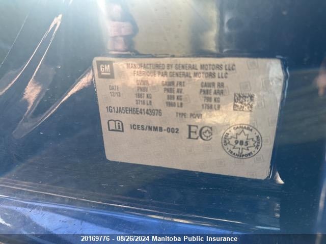 2014 Chevrolet Sonic Lt VIN: 1G1JA5EH6E4143976 Lot: 20169776