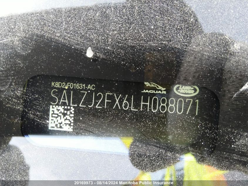 2020 Land Rover Range Rover Evoque S P250 VIN: SALZJ2FX6LH088071 Lot: 20169973