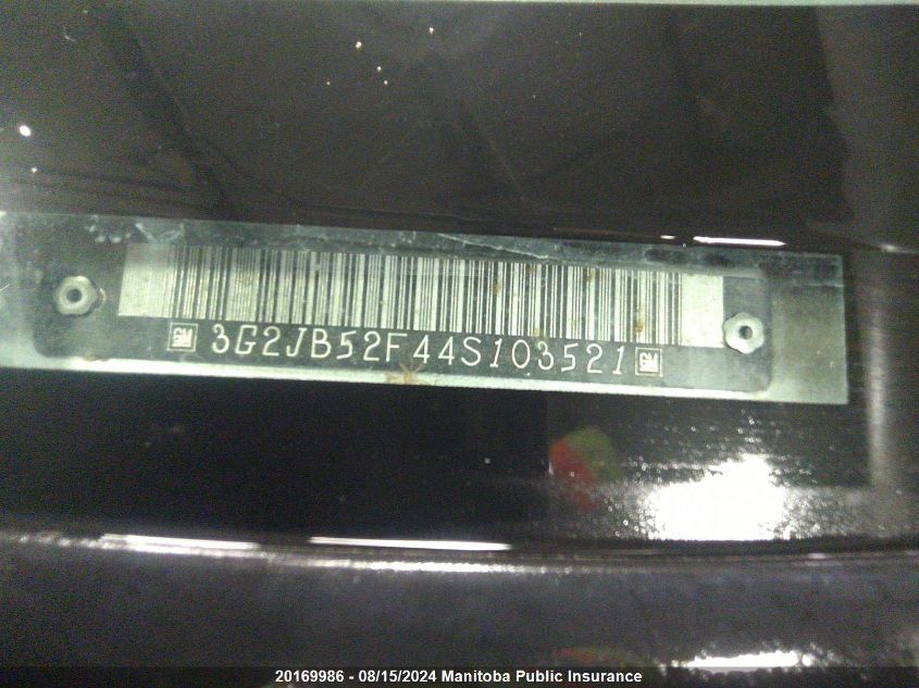 2004 Pontiac Sunfire VIN: 3G2JB52F44S103521 Lot: 20169986