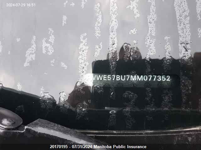 2021 Volkswagen Jetta Highline 1.4 Tsi VIN: 3VWE57BU7MM077352 Lot: 20170195