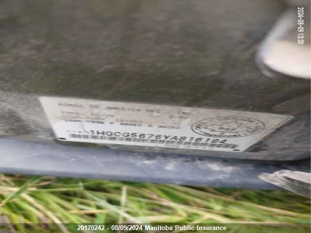 2000 Honda Accord Se VIN: 1HGCG5676YA816194 Lot: 20170242