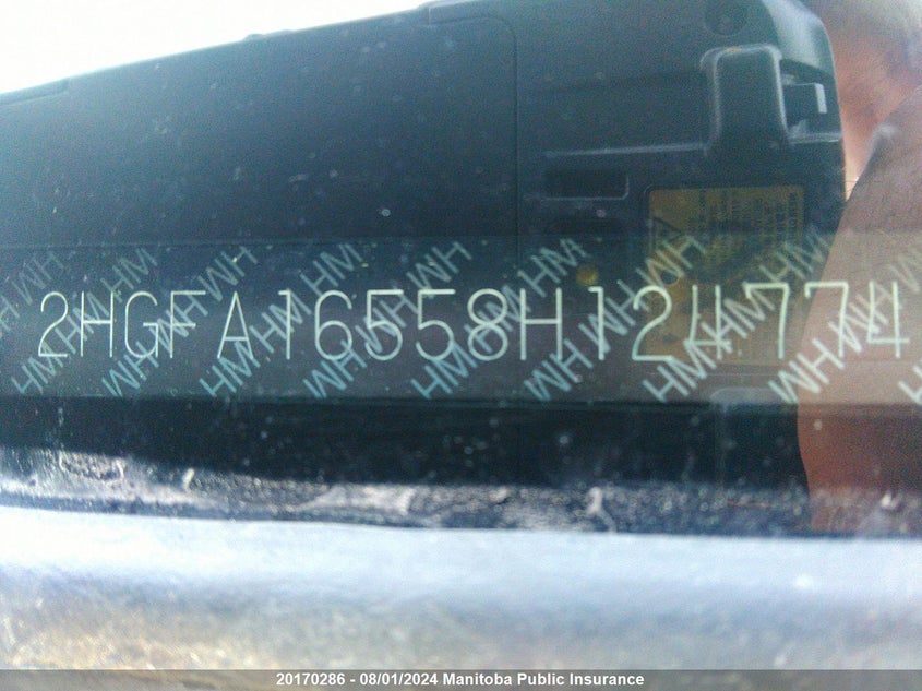 2008 Honda Civic Lx VIN: 2HGFA16558H124774 Lot: 20170286