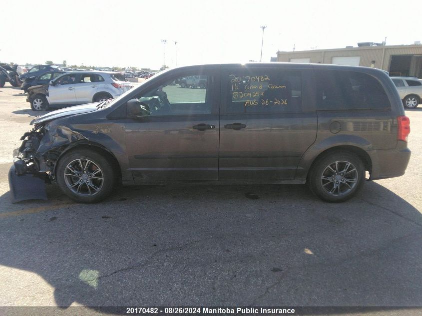 2016 Dodge Grand Caravan Se VIN: 2C4RDGBG2GR209254 Lot: 20170482