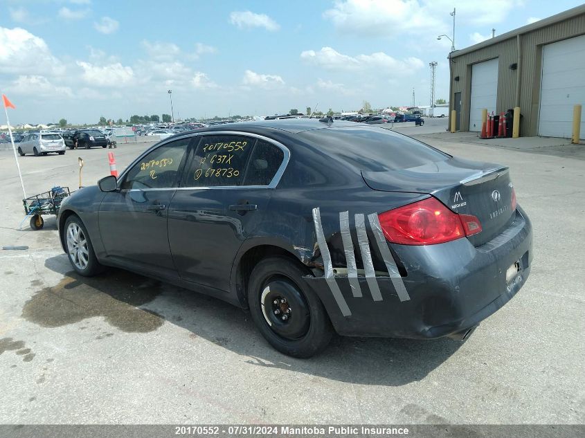 2012 Infiniti G37X VIN: JN1CV6AR7CM678730 Lot: 20170552