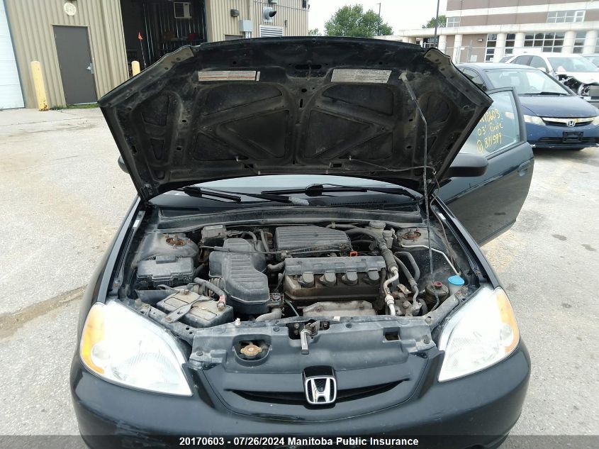 2003 Honda Civic Lx VIN: 1HGEM21533L811599 Lot: 20170603