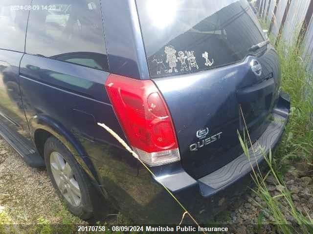 2006 Nissan Quest 3.5 Sl VIN: 5N1BV28U16N104128 Lot: 20170758