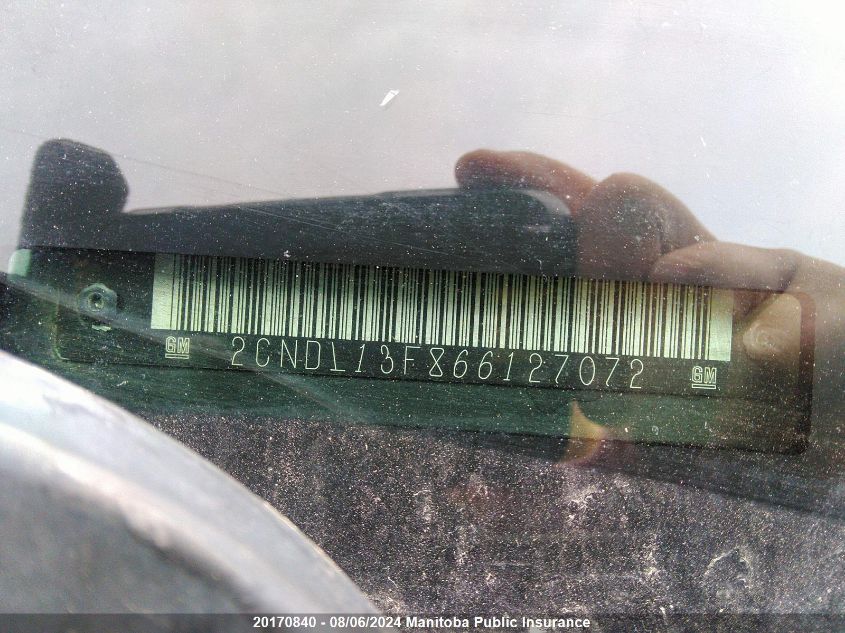 2006 Chevrolet Equinox Ls V6 VIN: 2CNDL13F866127072 Lot: 20170840