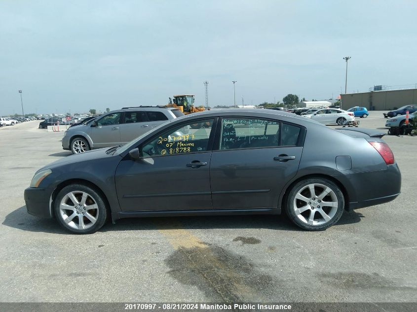 2007 Nissan Maxima 3.5 Se VIN: 1N4BA41E67C818788 Lot: 20170997