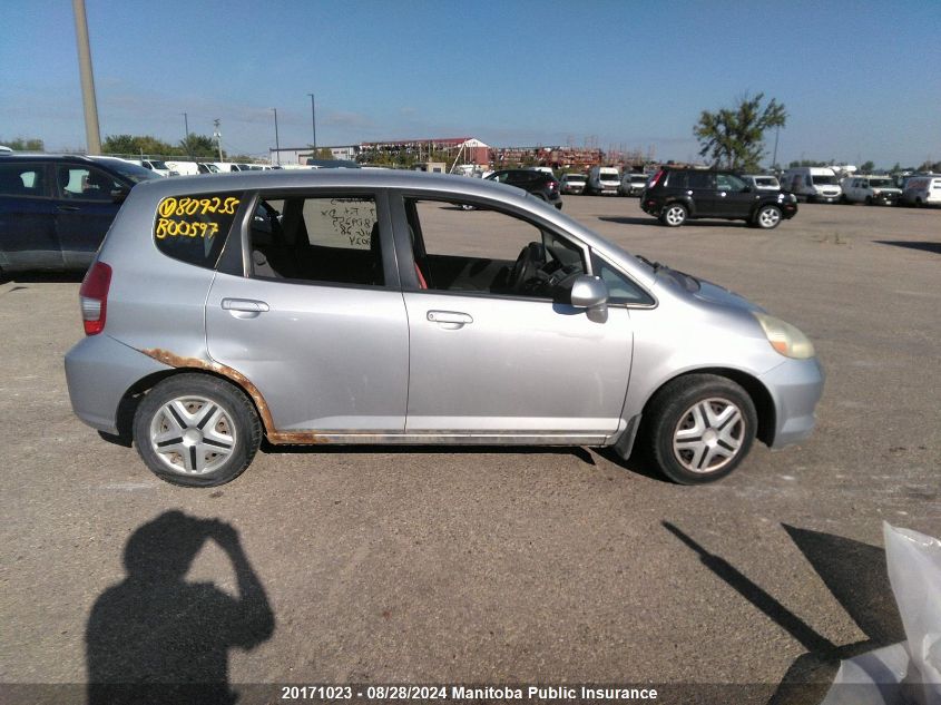 2007 Honda Fit Dx VIN: JHMGD38217S809255 Lot: 20171023