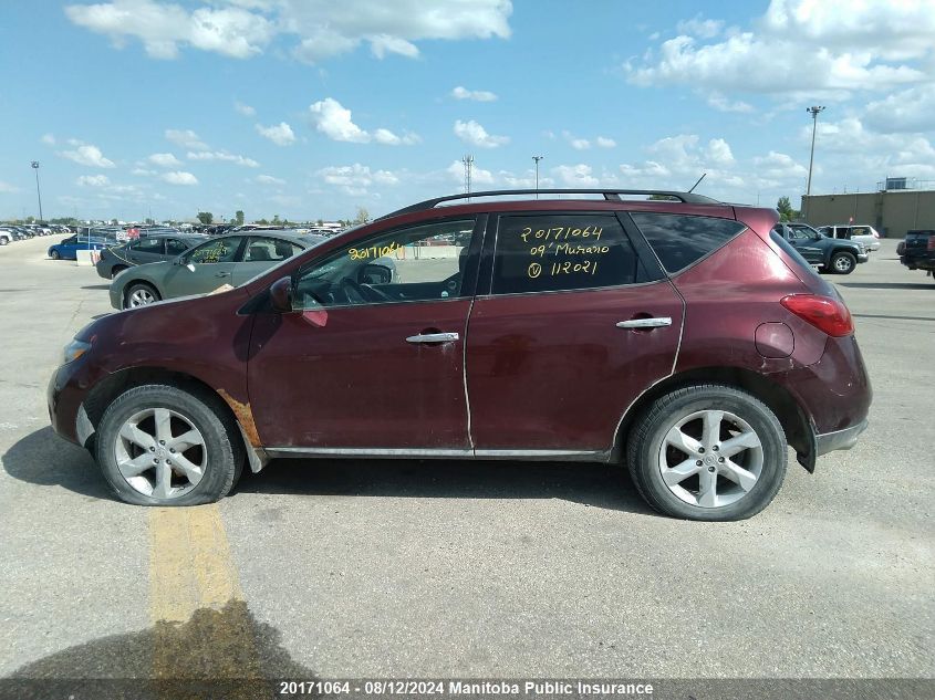 2009 Nissan Murano Sl VIN: JN8AZ18W89W112021 Lot: 20171064