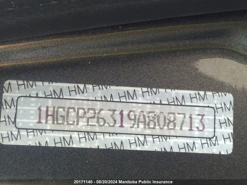 2009 Honda Accord Lx VIN: 1HGCP26319A808713 Lot: 20171140