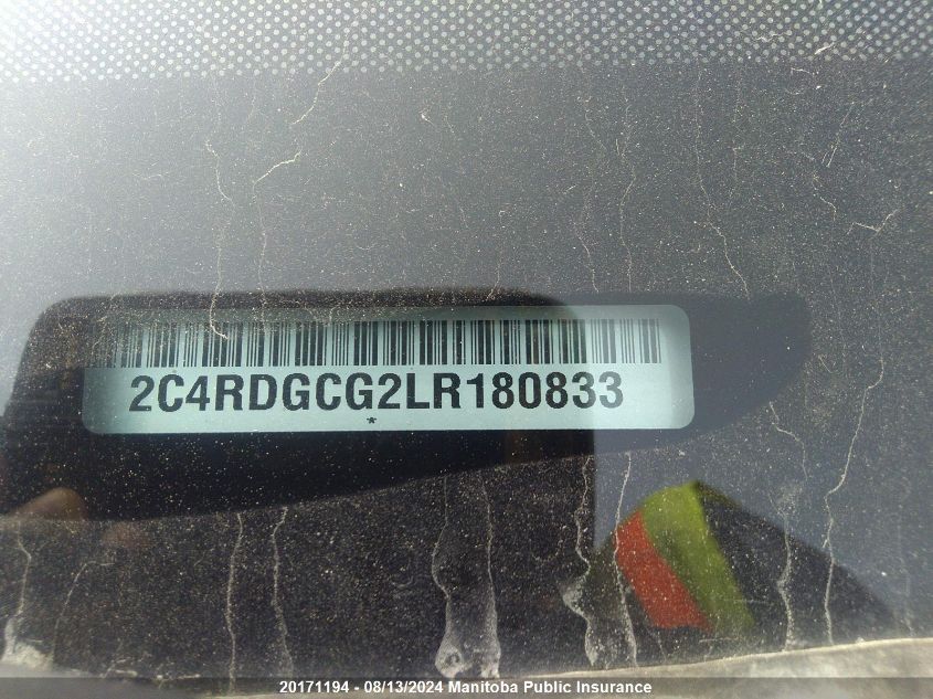2020 Dodge Grand Caravan Sxt VIN: 2C4RDGCG2LR180833 Lot: 20171194