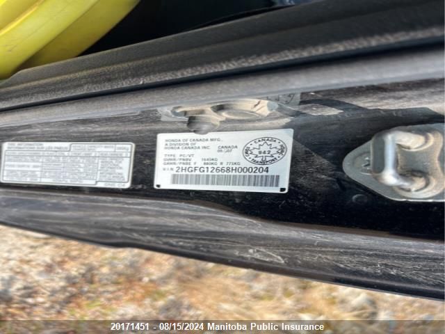2008 Honda Civic Lx VIN: 2HGFG12668H000204 Lot: 20171451