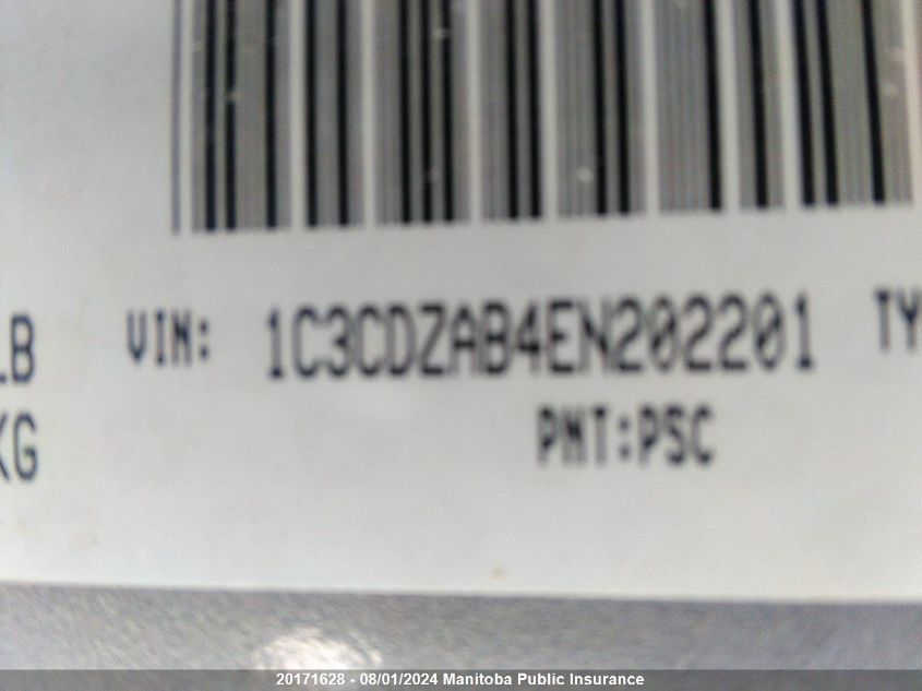 2014 Dodge Avenger Se VIN: 1C3CDZAB4EN202201 Lot: 20171628