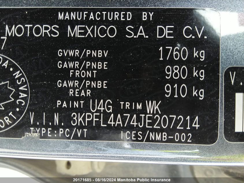 2018 Kia Forte Lx VIN: 3KPFL4A74JE207214 Lot: 20171685