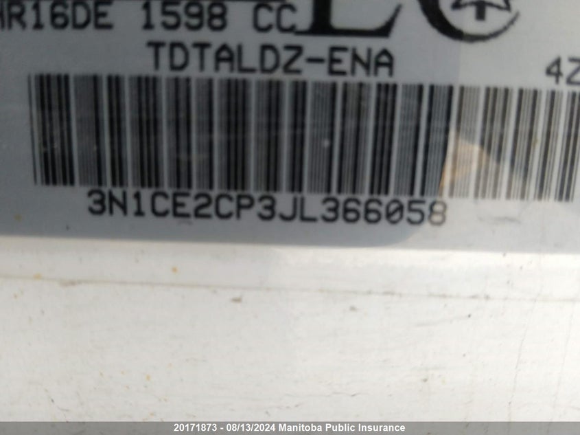 2018 Nissan Versa Note S VIN: 3N1CE2CP3JL366058 Lot: 20171873
