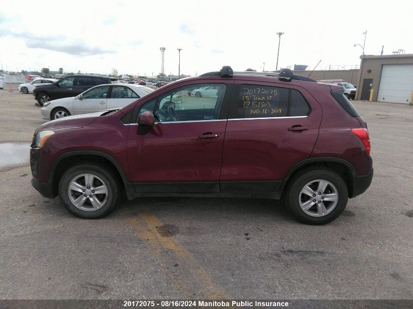 2015 Chevrolet Trax Lt VIN: 3GNCJRSB0FL151503 Lot: 20172075