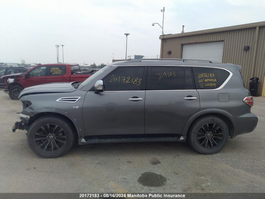 2020 Nissan Armada Platinum VIN: JN8AY2NC4L9620849 Lot: 20172183