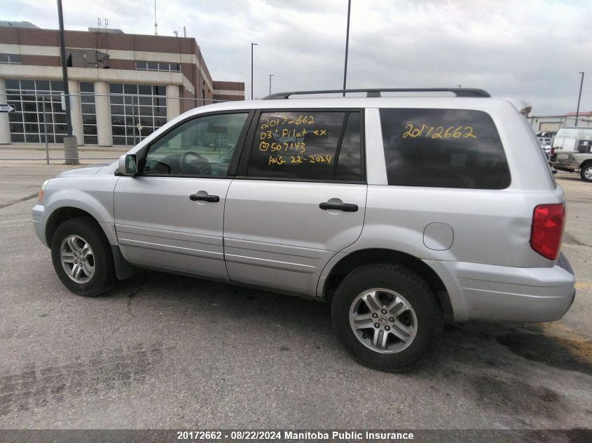 2003 Honda Pilot Ex VIN: 2HKYF18453H507143 Lot: 20172662