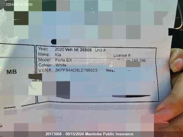 2020 Kia Forte Ex VIN: 3KPF54AD8LE169523 Lot: 20173068