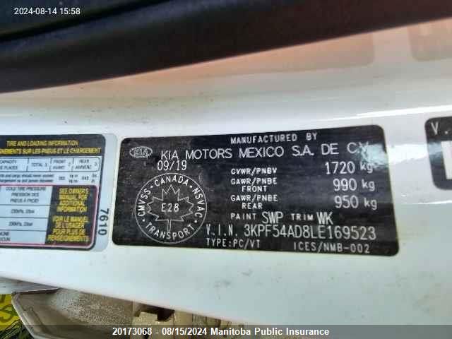 2020 Kia Forte Ex VIN: 3KPF54AD8LE169523 Lot: 20173068