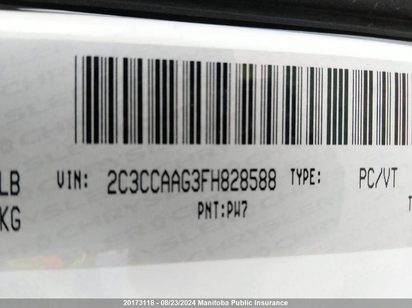 2015 Chrysler 300 Limited VIN: 2C3CCAAG3FH828588 Lot: 20173118