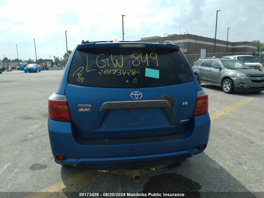 2008 Toyota Highlander Sport V6 VIN: JTEES43A782022326 Lot: 20173428