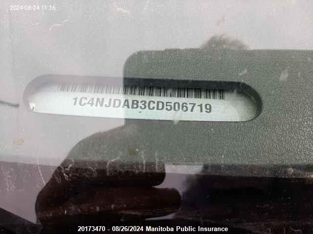 2012 Jeep Compass Sport VIN: 1C4NJDAB3CD506719 Lot: 20173470