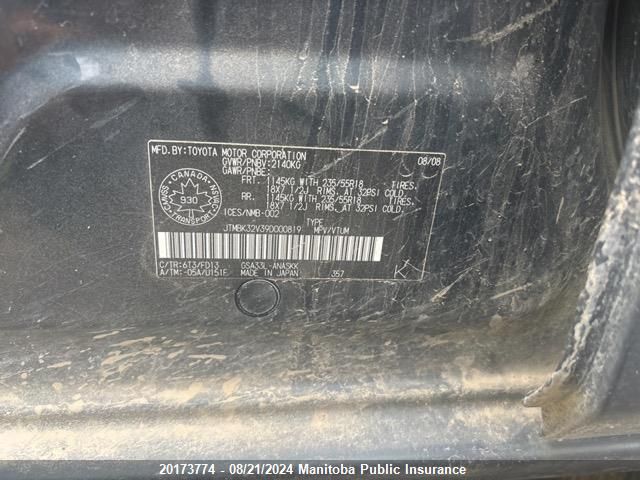 2009 Toyota Rav4 Sport V6 Sport V6 VIN: JTMBK32V39D000819 Lot: 20173774