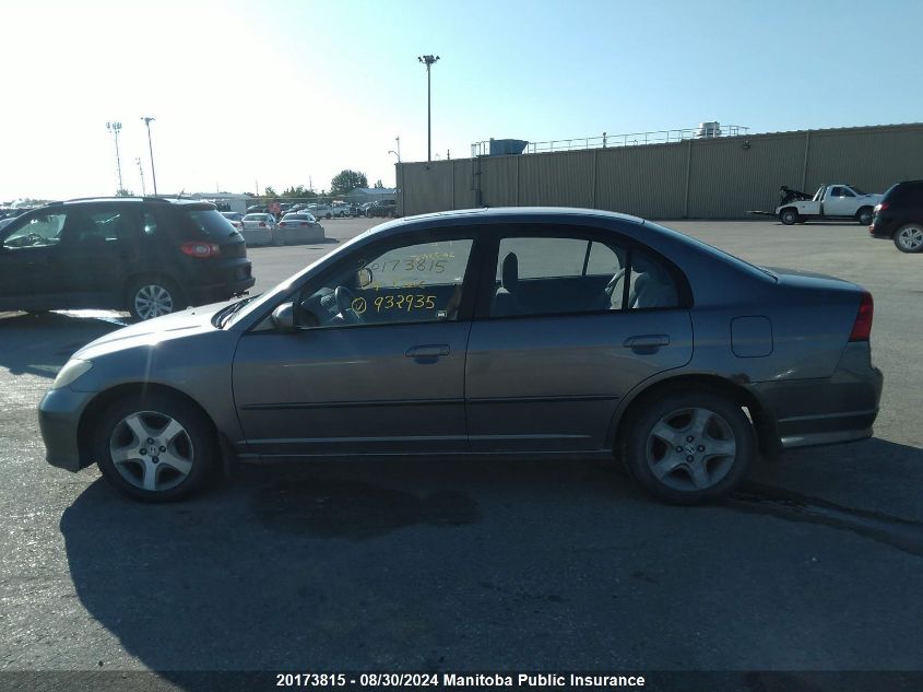 2004 Honda Civic Si VIN: 2HGES16844H932935 Lot: 20173815