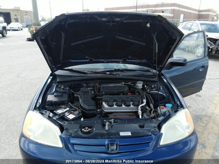 2003 Honda Civic Dx VIN: 2HGES16453H910857 Lot: 20173864