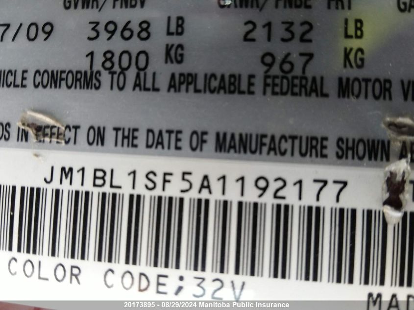 2010 Mazda Mazda3 Gs VIN: JM1BL1SF5A1192177 Lot: 20173895