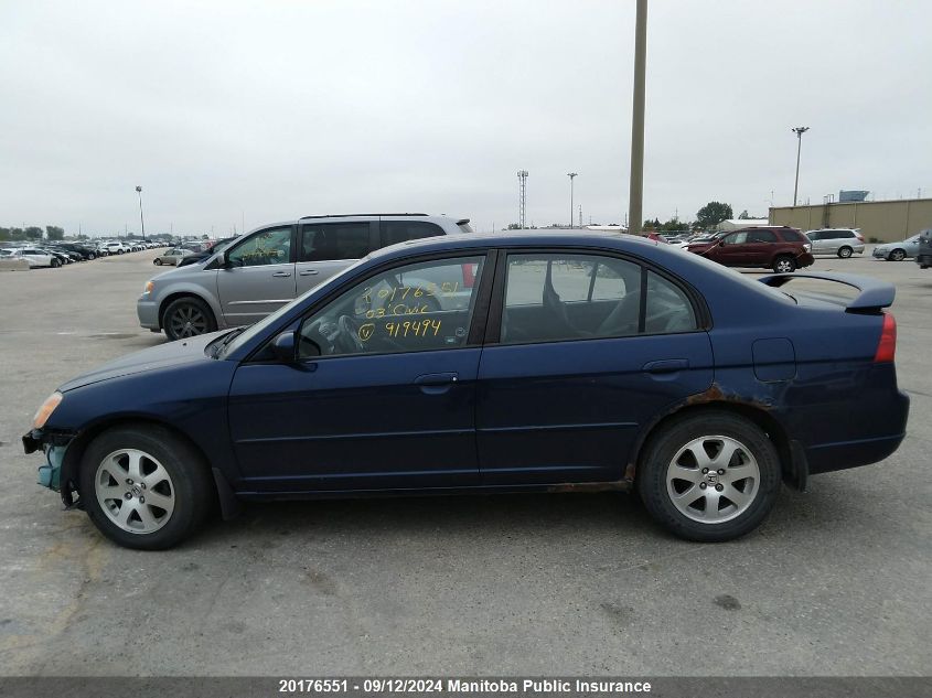 2003 Honda Civic Sport VIN: 2HGES16833H919494 Lot: 20176551