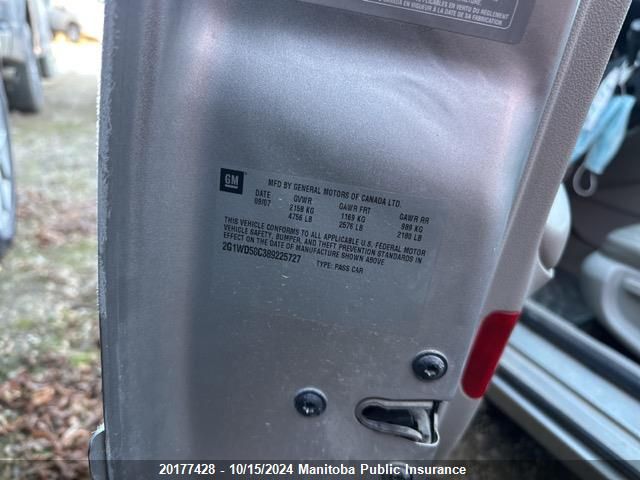 2008 Chevrolet Impala Ss VIN: 2G1WD58C389225727 Lot: 20177428