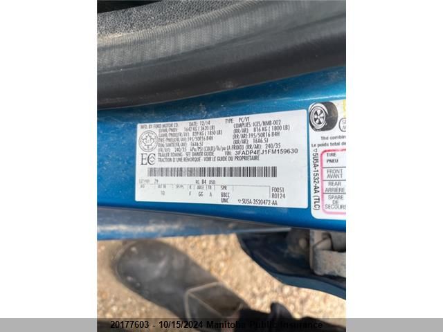 2015 Ford Fiesta Se VIN: 3FADP4EJ1FM159630 Lot: 20177603