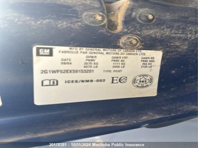 2G1WF52EX59153201 2005 Chevrolet Impala