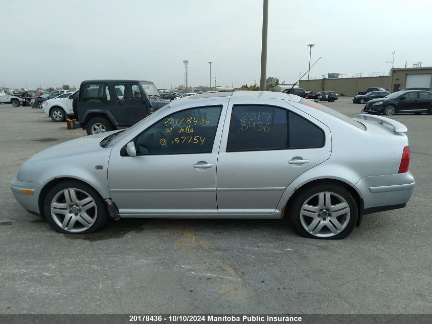 2002 Volkswagen Jetta Gls 1.8T VIN: 3VWSE69M02M157754 Lot: 20178436