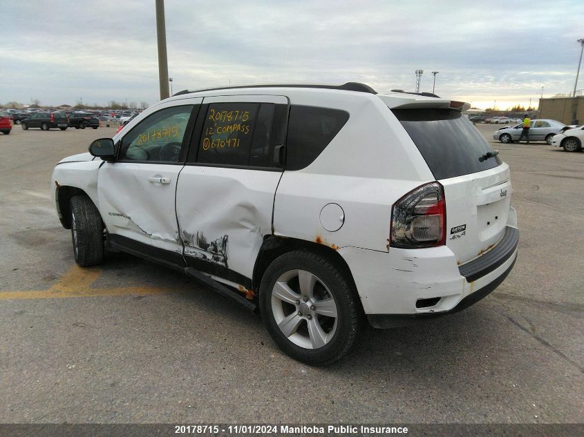 2012 Jeep Compass Sport VIN: 1C4NJDAB1CD670471 Lot: 20178715