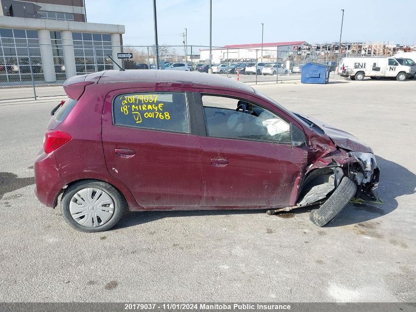 2018 Mitsubishi Mirage Es VIN: ML32A3HJ7JH001768 Lot: 20179037