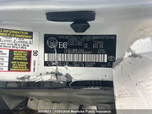 2017 Toyota Corolla Ce VIN: 2T1BURHE9HC896981 Lot: 20179613