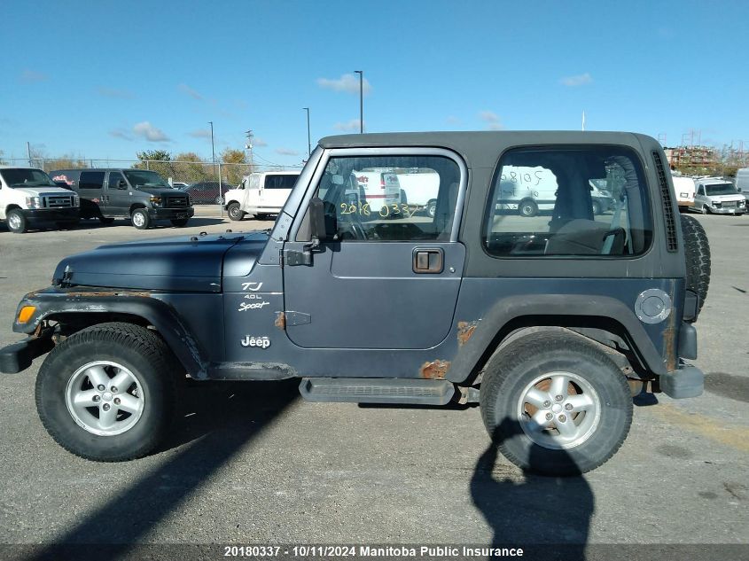 2001 Jeep Tj Sport VIN: 1J4FA49S71P364826 Lot: 20180337