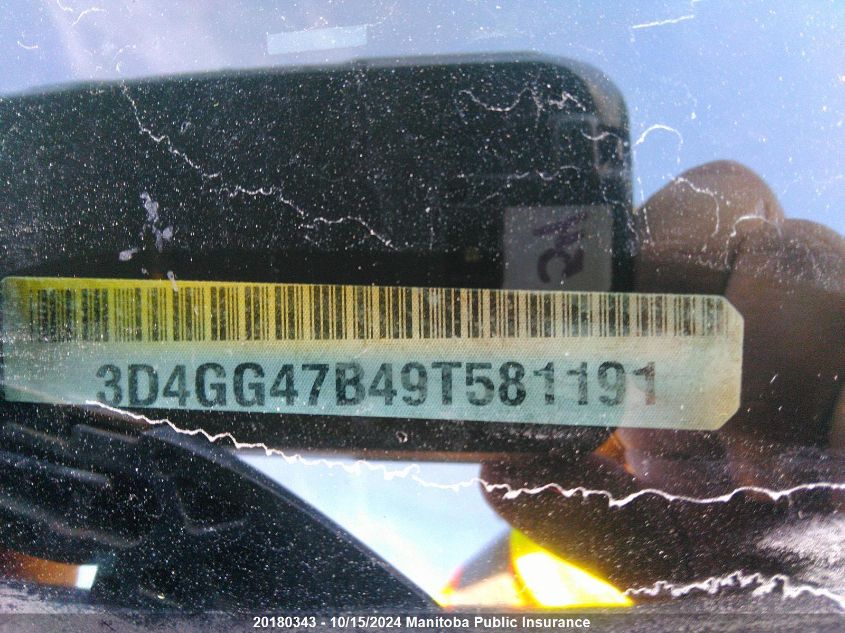 2009 Dodge Journey Se VIN: 3D4GG47B49T581191 Lot: 20180343