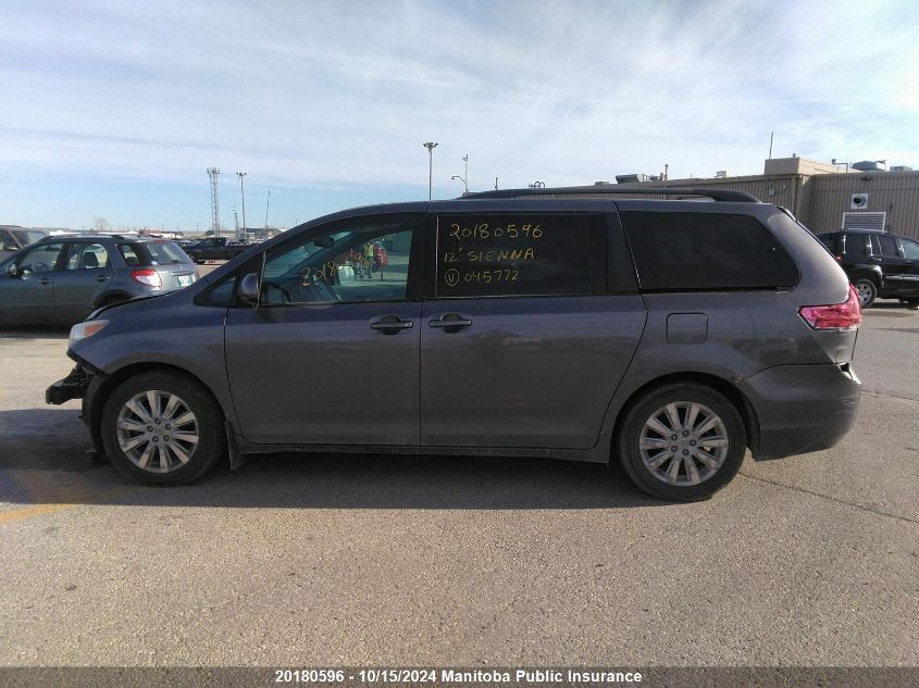 2012 Toyota Sienna Xle V6 VIN: 5TDDK3DC8CS045772 Lot: 20180596