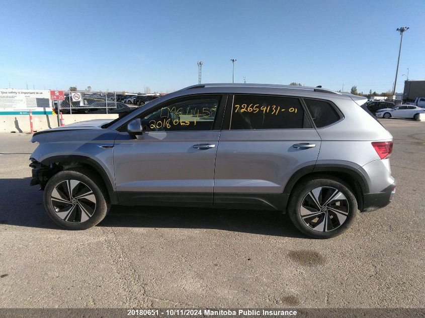 2024 Volkswagen Taos Comfortline 1.5 Tsi VIN: 3VVUX7B24RM099230 Lot: 20180651