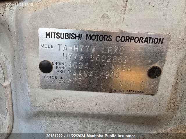 2007 Mitsubishi Pajero Io VIN: H77W5602869 Lot: 20181222