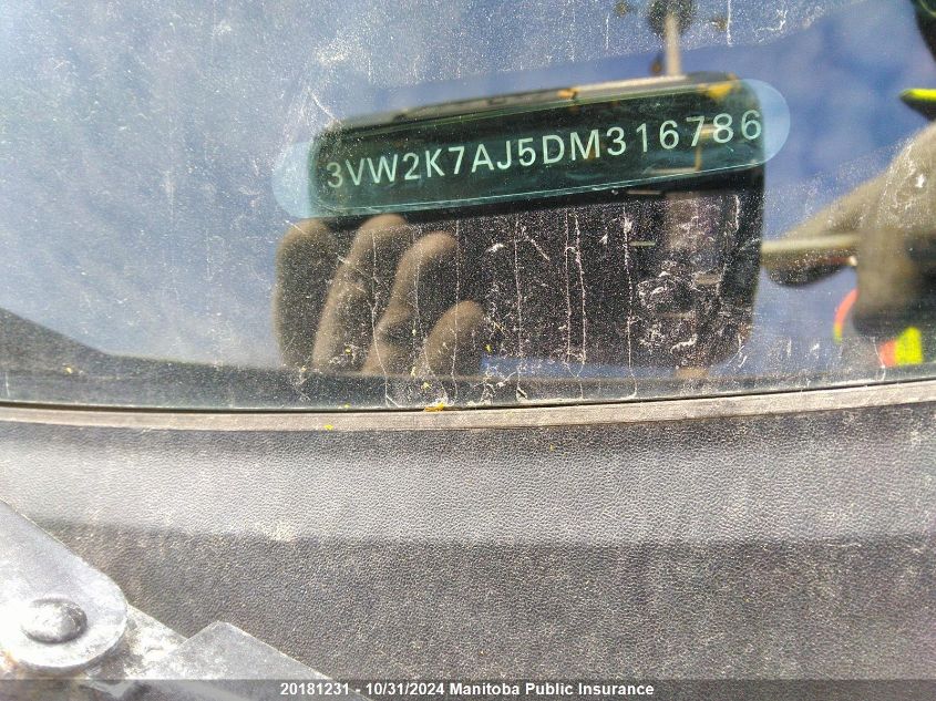 2013 Volkswagen Jetta 2.0 VIN: 3VW2K7AJ5DM316786 Lot: 20181231