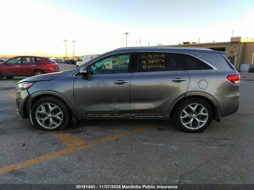 2018 Kia Sorento Sx V6 VIN: 5XYPKDA5XJG344232 Lot: 20181445