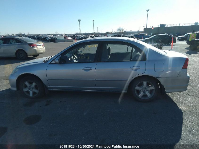 2005 Honda Civic Lx VIN: 2HGES16645H038708 Lot: 20181626