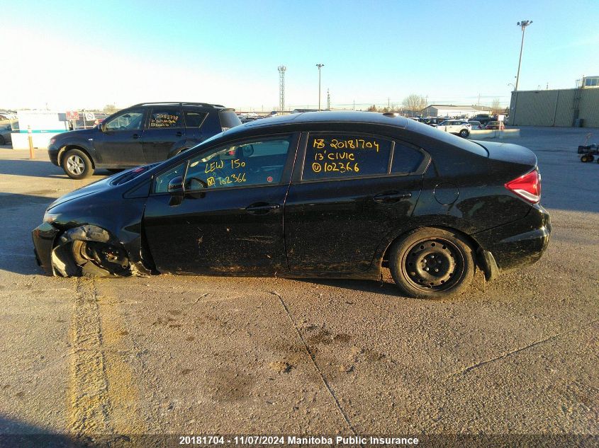 2013 Honda Civic Touring VIN: 2HGFB2F73DH102366 Lot: 20181704