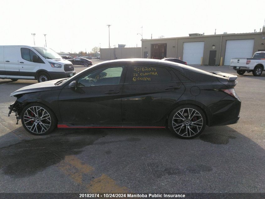 2022 Hyundai Elantra N VIN: KMHLW4AK7NU001841 Lot: 20182074